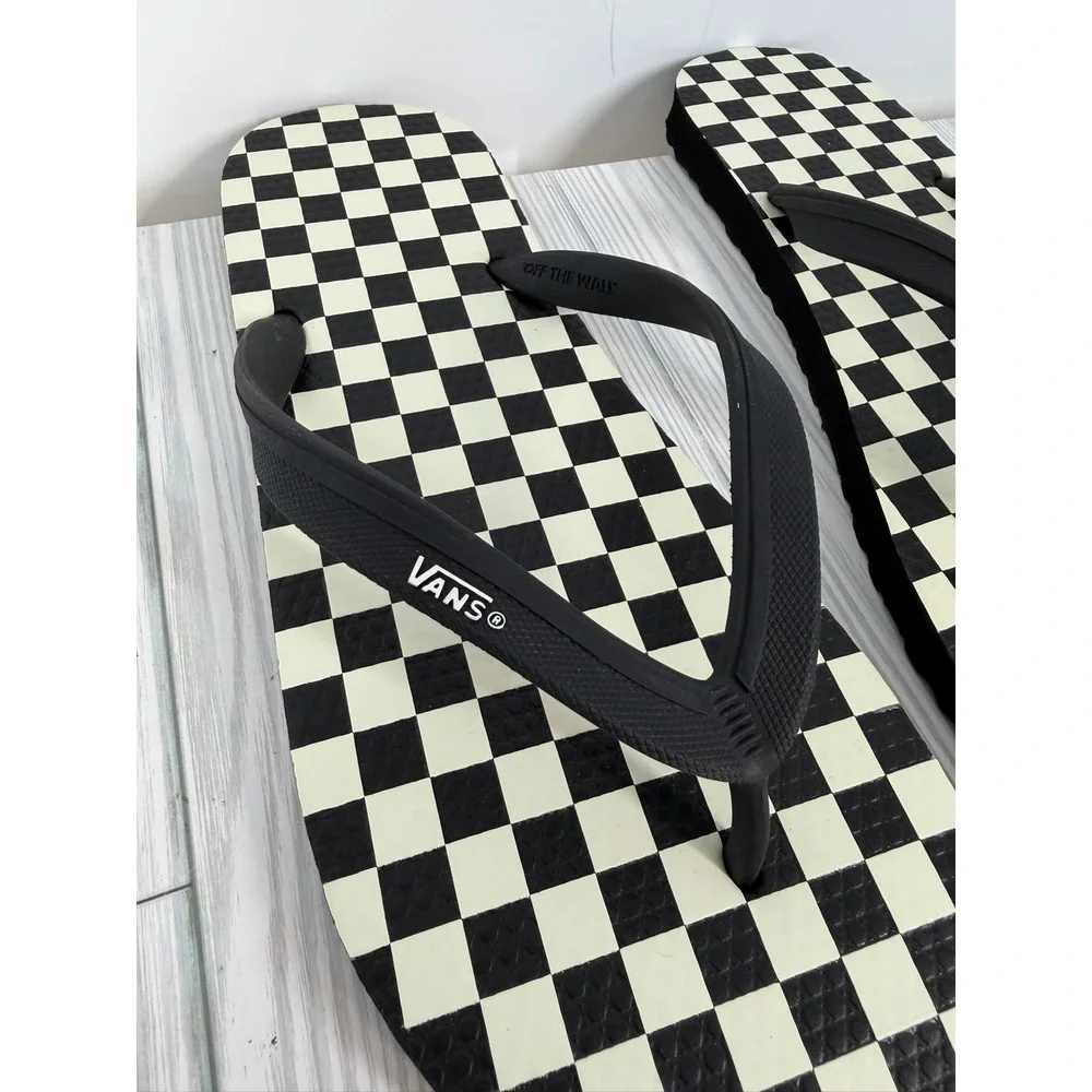 Vans Makena Checkerboard Black Marshmallow UltraCush Flip Flops Mens Size 11